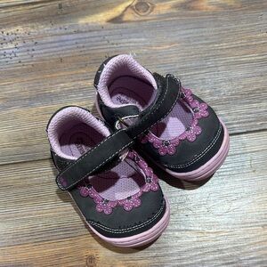 Charming Black and Pink Kids Dress Shoes